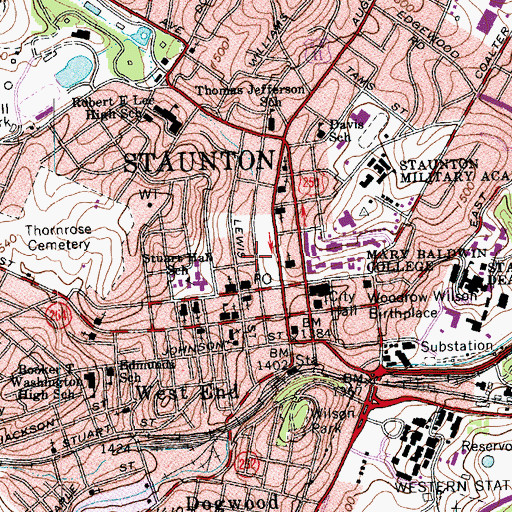 Topographic Map of Central Fire Station, VA