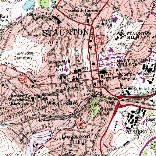 Topographic Map of Central United Methodist Church, VA