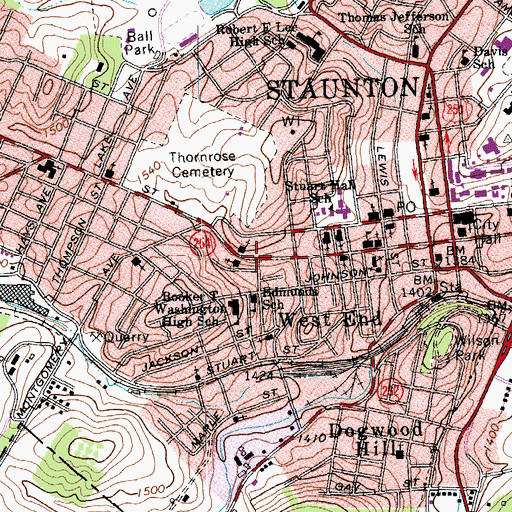 Topographic Map of Dunsmore Business College, VA