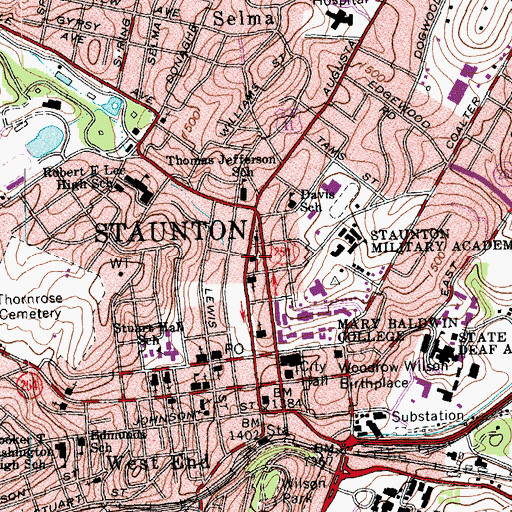 Topographic Map of Ebenezer Baptist Church, VA