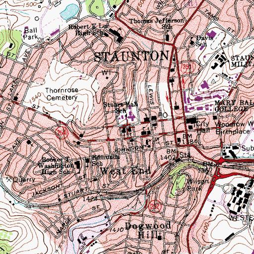 Topographic Map of First Baptist Church, VA