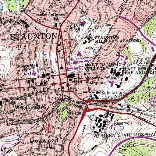 Topographic Map of Grace Christian School, VA