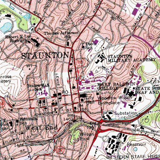 Topographic Map of King Memorial Auditorium and Gymnasium, VA