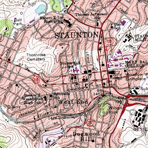 Topographic Map of Newtown Historic District, VA