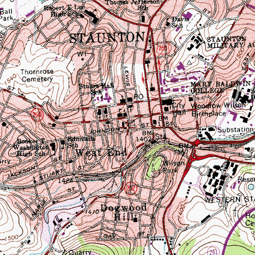 Topographic Map of Old Trinity Church, VA
