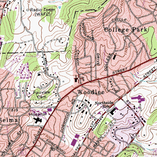 Topographic Map of Saint Johns Methodist Church, VA