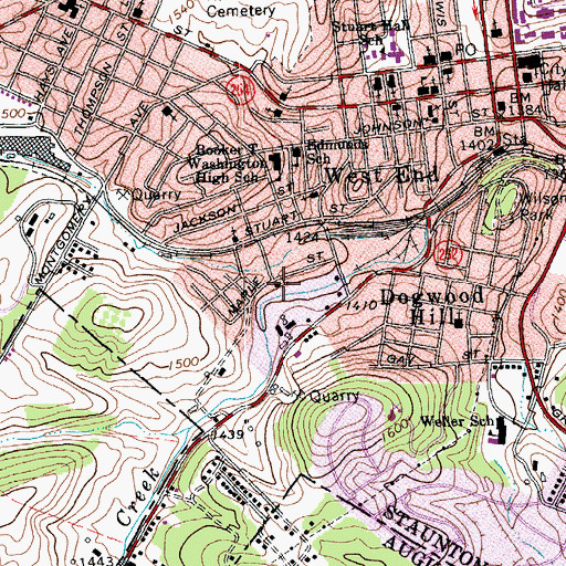 Topographic Map of Saint Stephens Methodist Church, VA