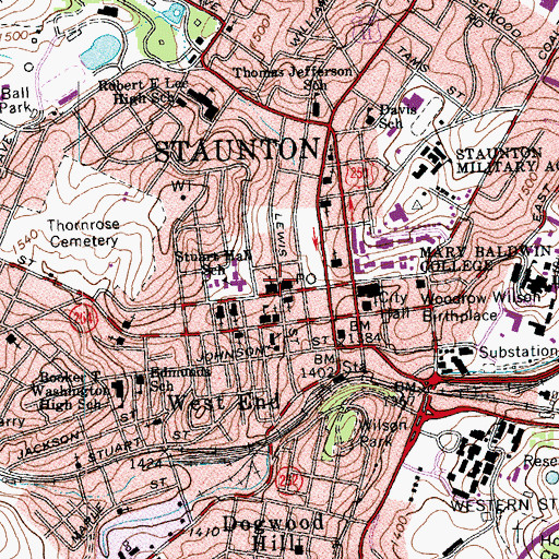 Topographic Map of Second Presbyterian Church, VA
