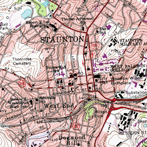 Topographic Map of Second Presbyterian Church, VA
