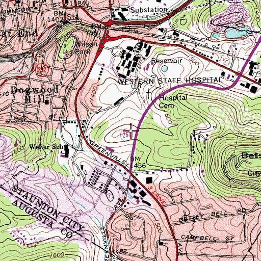 Topographic Map of Statler Square Shopping Center, VA