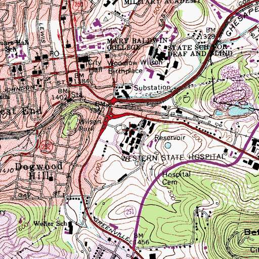 Topographic Map of Staunton Correctional Center, VA