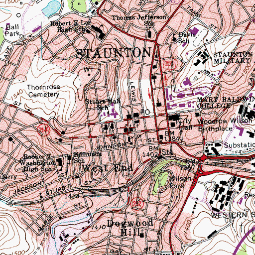 Topographic Map of Stonewall Jackson Primary School (historical), VA