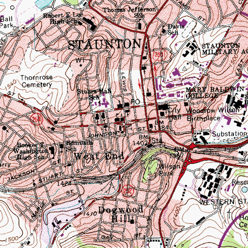 Topographic Map of Trinity Episcopal Church, VA