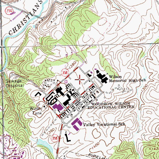 Topographic Map of Augusta County Recreation Center, VA