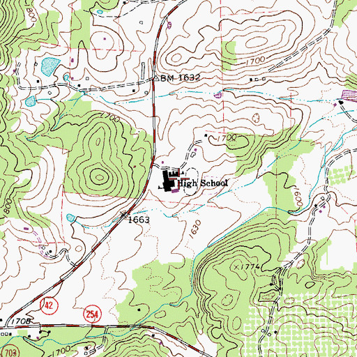 Topographic Map of Buffalo Gap High School, VA