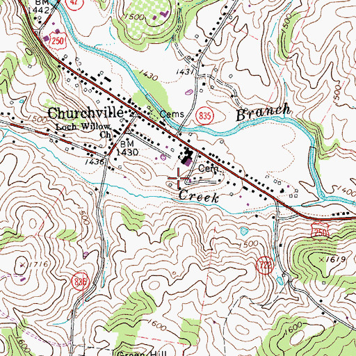 Topographic Map of Churchville Elementary School, VA