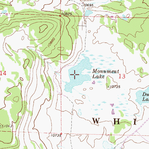 Topographic Map of Monument Lake, CO
