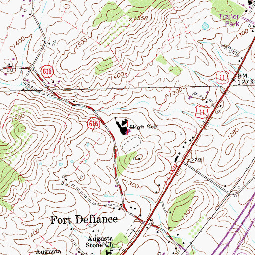 Topographic Map of Fort Defiance High School, VA