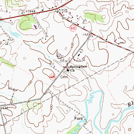 Topographic Map of Hall School (historical), VA