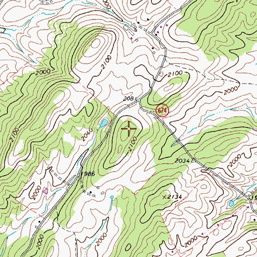 Topographic Map of Harris Mine, VA