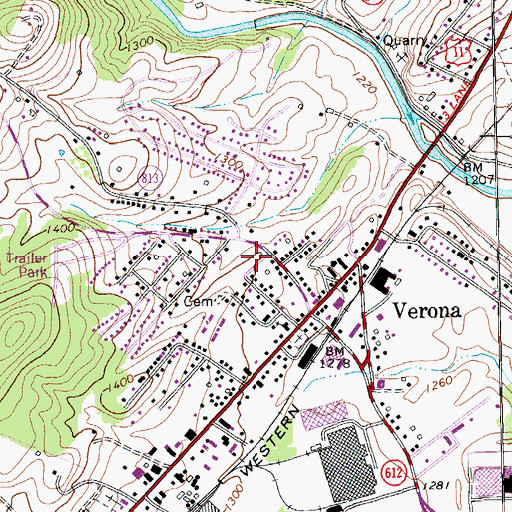 Topographic Map of Stuart Hall School - Lower Campus, VA