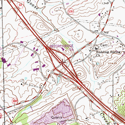 Topographic Map of Interchange 91, VA