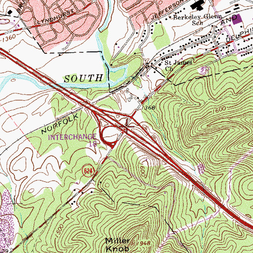 Topographic Map of Interchange 96, VA
