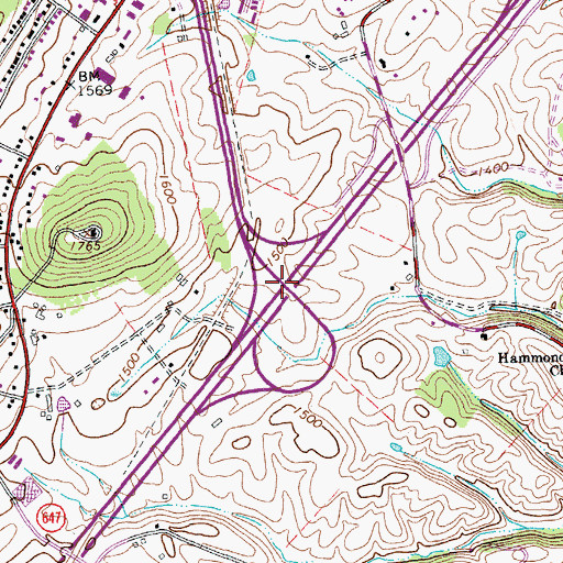 Topographic Map of Interchange 220, VA