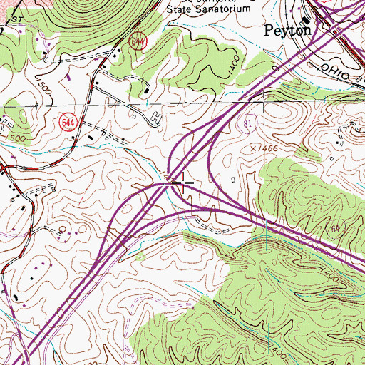 Topographic Map of Interchange 221, VA