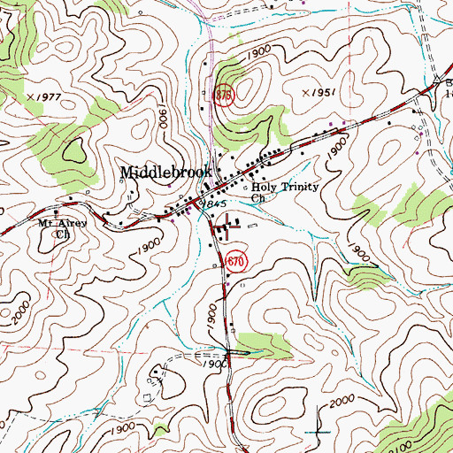 Topographic Map of Middlebrook High School (historical), VA