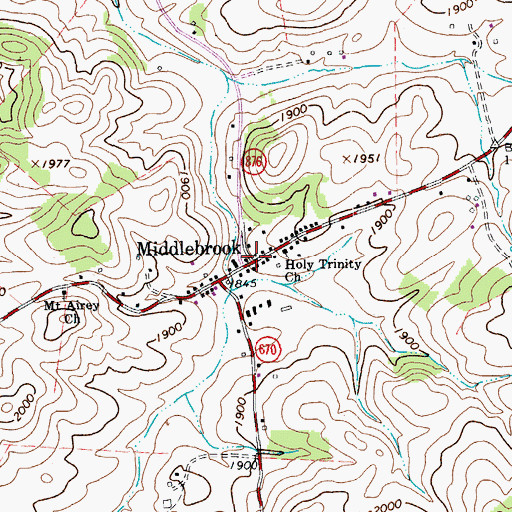 Topographic Map of Middlebrook Historic District, VA