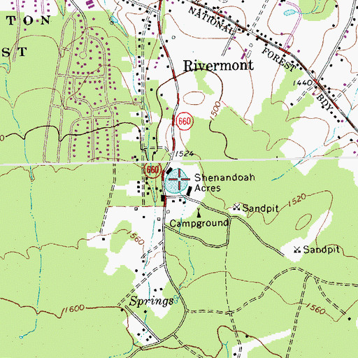 Topographic Map of Mountain Lake, VA