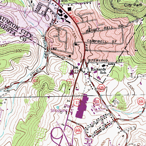 Topographic Map of Orchard Hill Square Shopping Center, VA