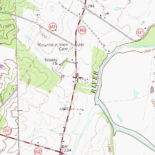 Topographic Map of Red Mills, VA