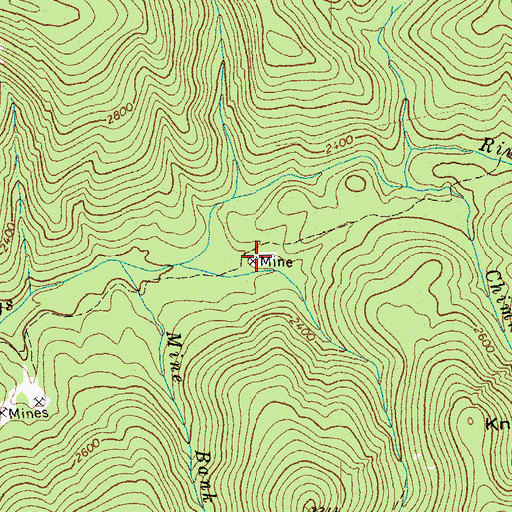 Topographic Map of Red Mountain Mine, VA