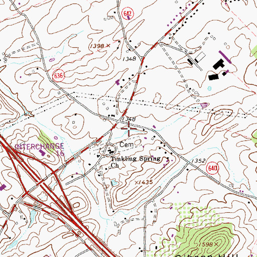 Topographic Map of Tinkling Spring, VA