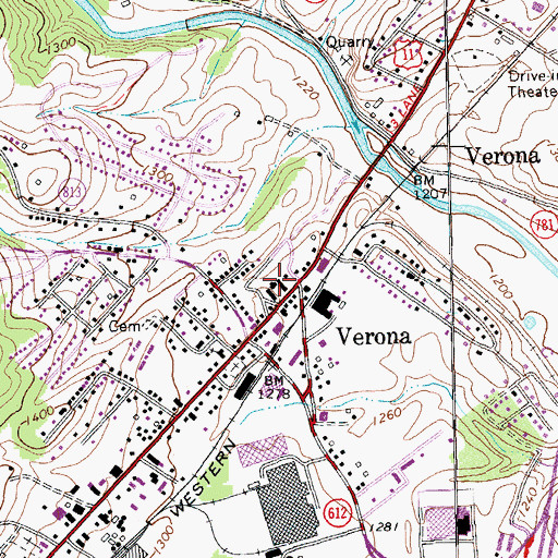 Topographic Map of Verona School (historical), VA