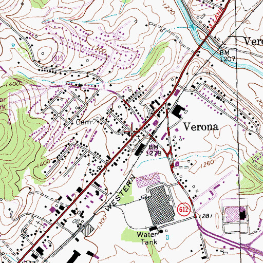 Topographic Map of Verona United Methodist Church, VA