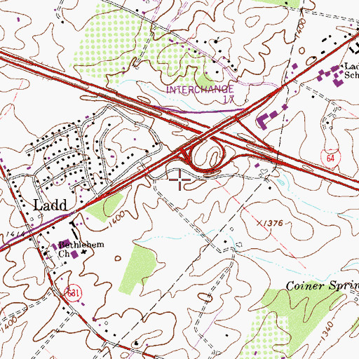 Topographic Map of Waynesboro Village Factory Outlet Shopping Center, VA