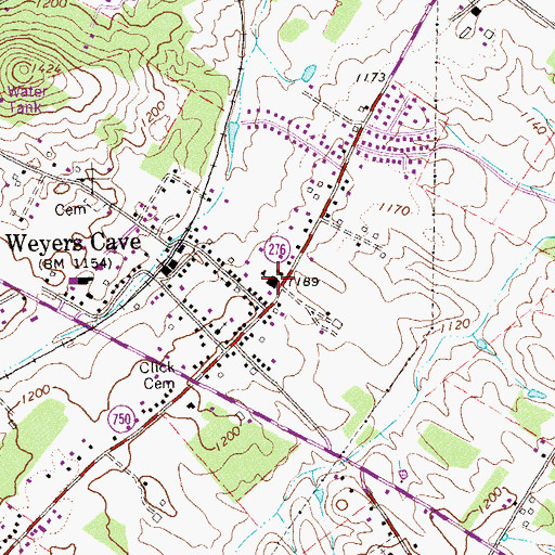 Topographic Map of Weyers Cave Elementary School, VA