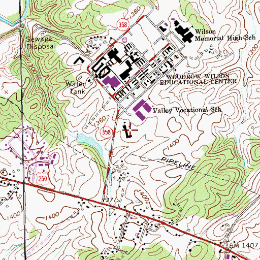 Topographic Map of Wilson Elementary School, VA