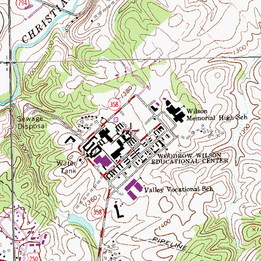 Topographic Map of Woodrow Wilson Rehabilitation Center, VA