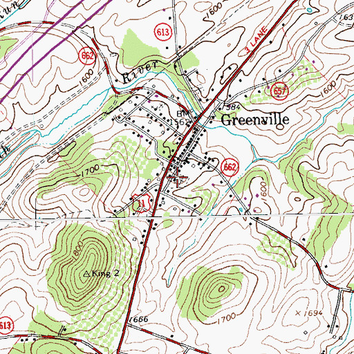 Topographic Map of Greenville United Methodist Church, VA