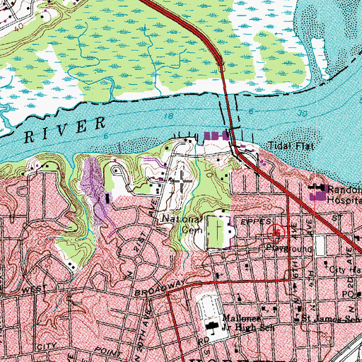 Topographic Map of Appomattox Cemetery, VA