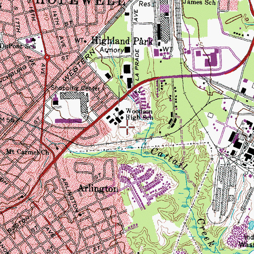 Topographic Map of Carter G Woodson Park, VA