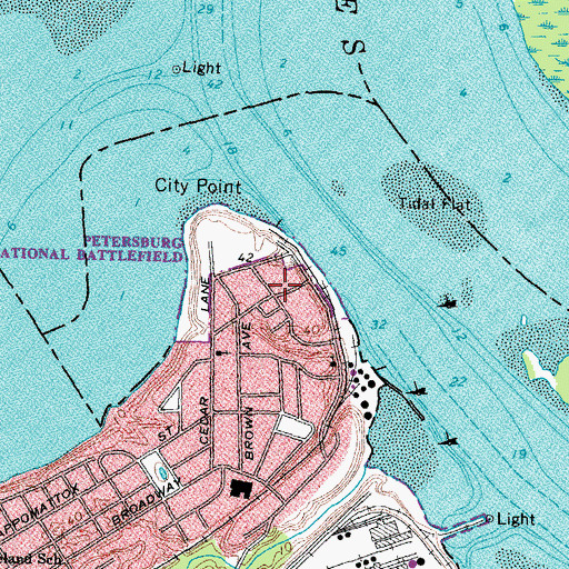 Topographic Map of City Point House, VA
