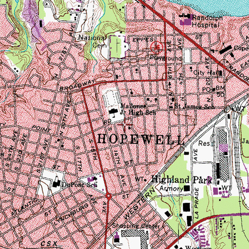 Topographic Map of Faith Tabernacle Assembly of God Church, VA