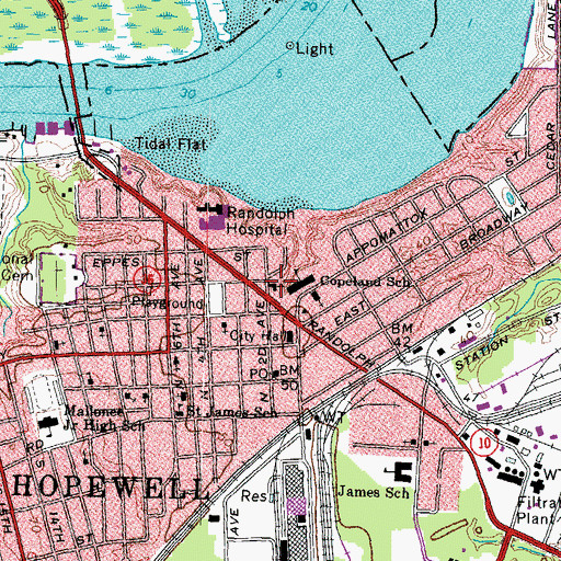 Topographic Map of First Baptist Church, VA