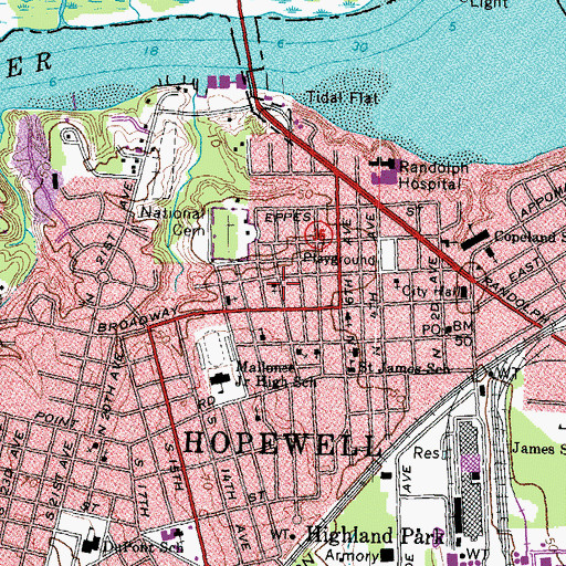 Topographic Map of First Congregational Christian Church, VA