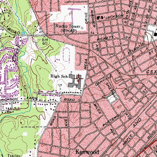 Topographic Map of Hopewell High School, VA
